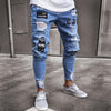 Men's Jeans Skinny Hip Hop Cool  Ripped Zipper Jeans