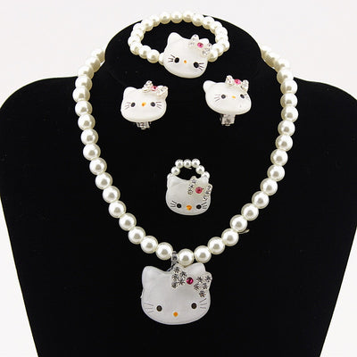 1Set=4pcs Girls Necklace Imitation Pearl Beads Jewelry