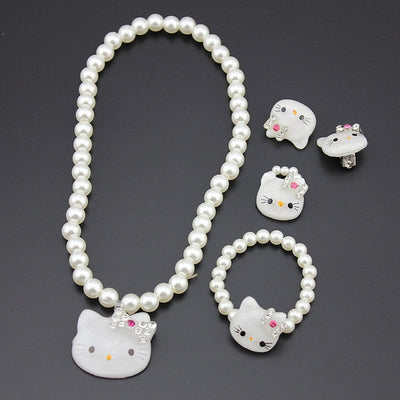 1Set=4pcs Girls Necklace Imitation Pearl Beads Jewelry