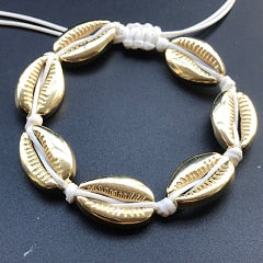 Handmade Natural Seashell Hand Knit Bracelet