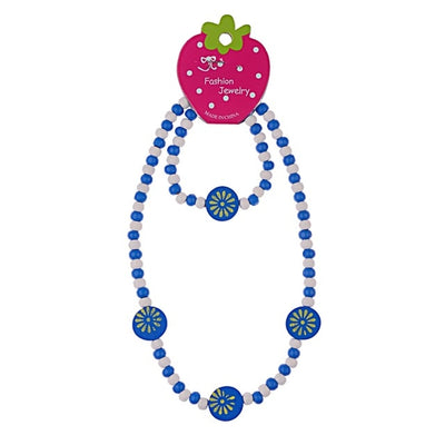 DOUVEI Cartoon Flower Wood Beads Girls Jewelry Set