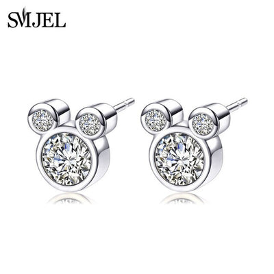 New Fashion Crystal Mickey Minnie Stud Earrings