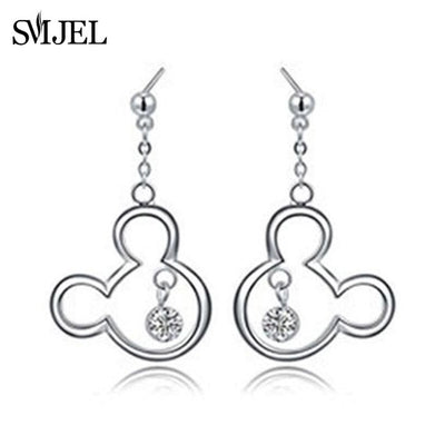 New Fashion Crystal Mickey Minnie Stud Earrings