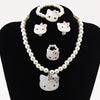 Kids Baby Girls Princess Crystal Pink kitty Cat Necklace