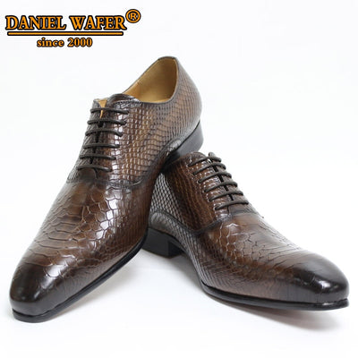 Men Leather Shoes Snake