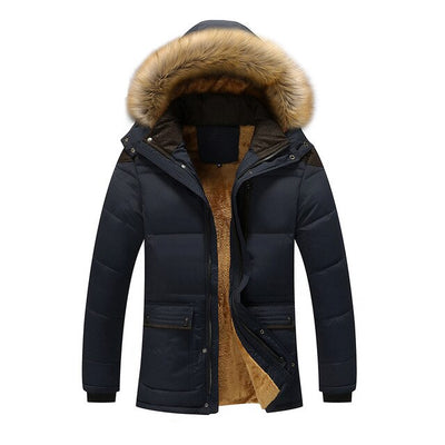 RUELK Fur Collar Hooded Men Winter Jacket