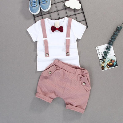 Summer Kids Boys Bow Clothes Sets