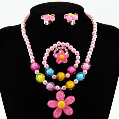 4pcs Kids Baby Girl's Imitation Necklace Bracelet