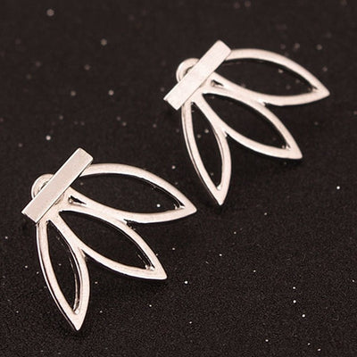 Women Hollow Out Leaf Flower Stud Earrings