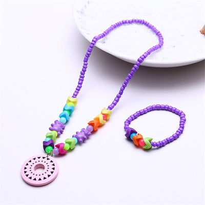 2pcs Necklace Bracelet Children Kids jewelry Sets For Girl