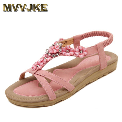 Summer Shoes Sweet Womens Flowers Flat Sandals