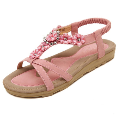 Summer Shoes Sweet Womens Flowers Flat Sandals