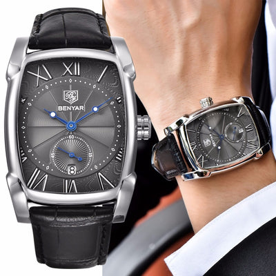 Benyar Square Men Watch Business Waterproof Quartz