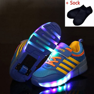 Kids Shoes with LED Lights Children Roller Skate Sneakers