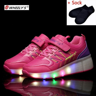 Kids Shoes with LED Lights Children Roller Skate Sneakers