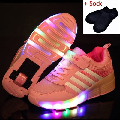 Kids Shoes with LED Lights Children Roller Skate Sneakers