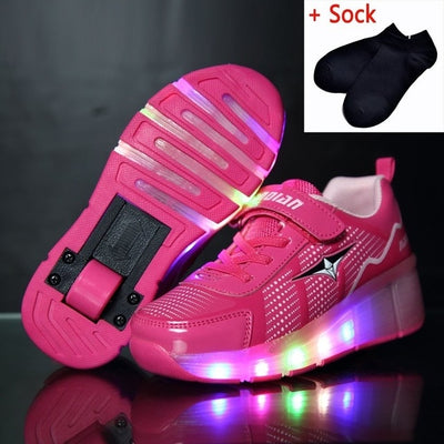 Kids Shoes with LED Lights Children Roller Skate Sneakers