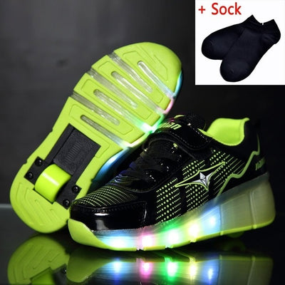 Kids Shoes with LED Lights Children Roller Skate Sneakers