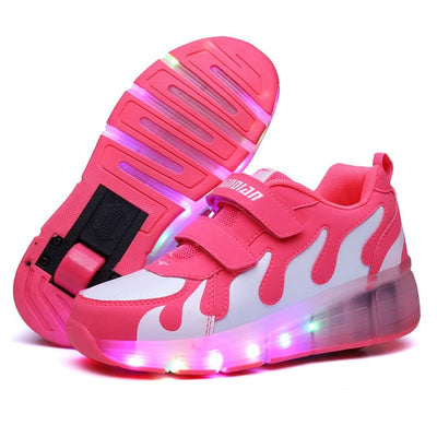 Kids Shoes with LED Lights Children Roller Skate Sneakers