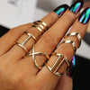 5 Pcs/ Set Classic Gold Colour V Chevron Rings