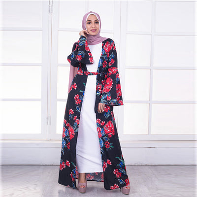 MISSJOY Fashion 2018 Long Sleeve flower abaya