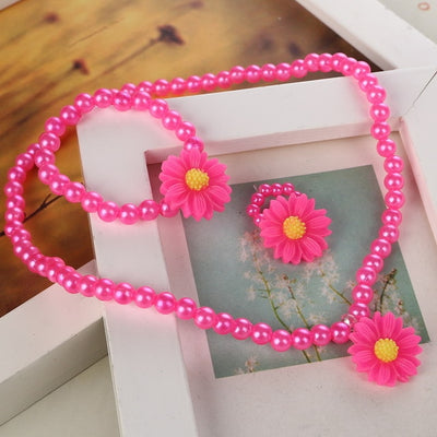 Cute Pink Simulated Pearl Beads Kid Jewelry Sets