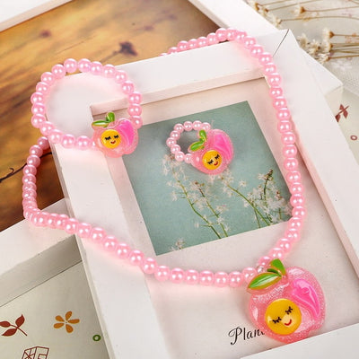 Cute Pink Simulated Pearl Beads Kid Jewelry Sets