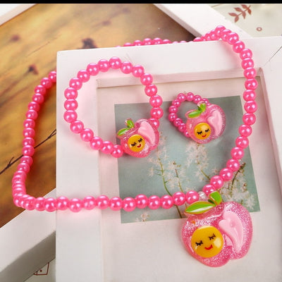 Cute Pink Simulated Pearl Beads Kid Jewelry Sets