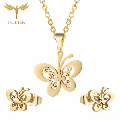 FGifter Gold Butterfly Stud Earrings