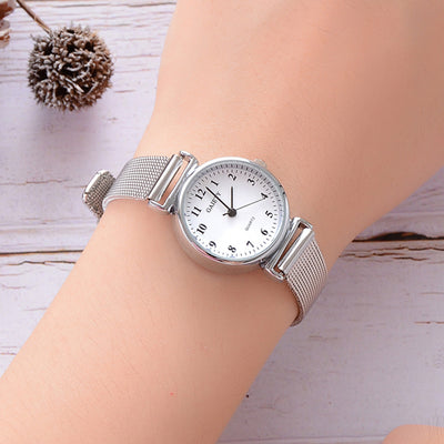 Simple silver watches women