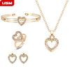 4 Pcs/ Set Cute Heart Shaped Necklace Earrings Sets Jewelry