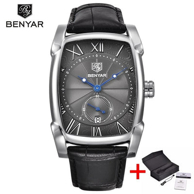 Benyar Square Men Watch Business Waterproof Quartz