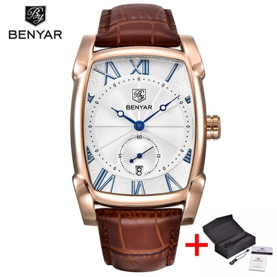 Benyar Square Men Watch Business Waterproof Quartz