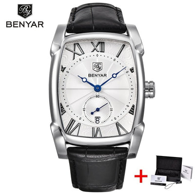 Benyar Square Men Watch Business Waterproof Quartz