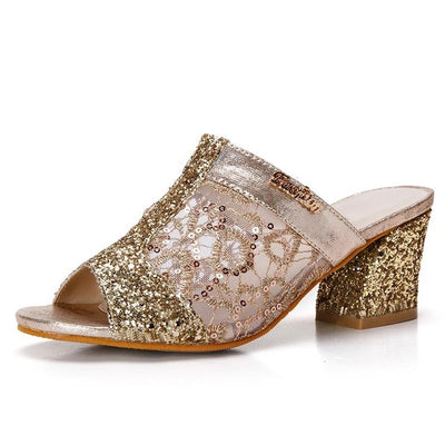 Women sandals 2019 Bling fashion square heel