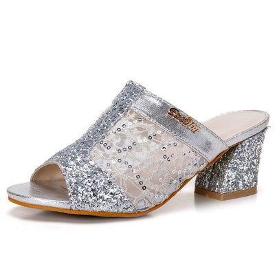 Women sandals 2019 Bling fashion square heel