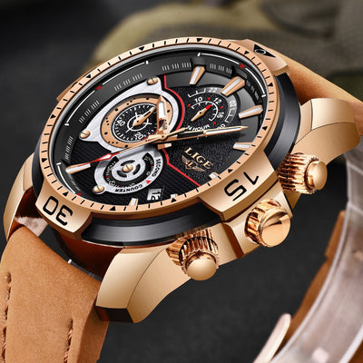 Mens Watches Top Brand Luxury Casual Leather Quartz Clock