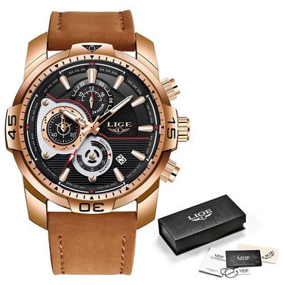 Mens Watches Top Brand Luxury Casual Leather Quartz Clock