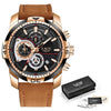 Mens Watches Top Brand Luxury Casual Leather Quartz Clock