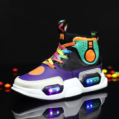 2019 Children USB Charge Colorful Led Back Light Shoes