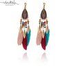 Enamel Feather Clip on Earrings for Women