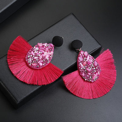 2019 Ethnic Bohemia Statement Tassel Clip Earrings