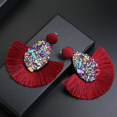 2019 Ethnic Bohemia Statement Tassel Clip Earrings