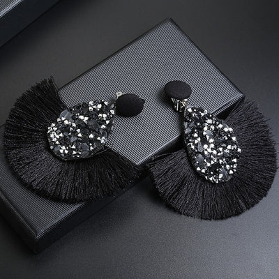 2019 Ethnic Bohemia Statement Tassel Clip Earrings