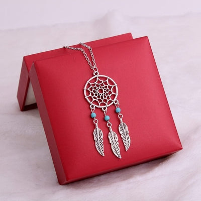 Silver Chain Dream Catcher Pendant Necklace Earrings