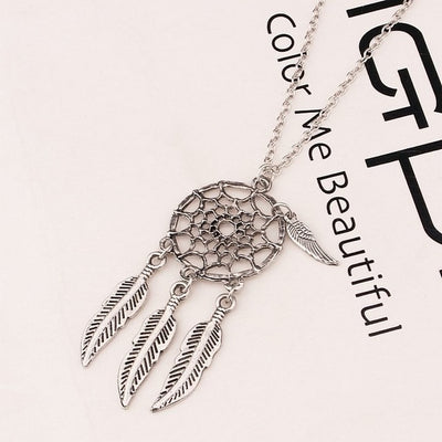 Silver Chain Dream Catcher Pendant Necklace Earrings