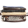 Leaf Feather Multilayer Leather Bracelet Men