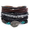 Leaf Feather Multilayer Leather Bracelet Men