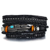 Leaf Feather Multilayer Leather Bracelet Men