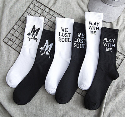 men's white black socks